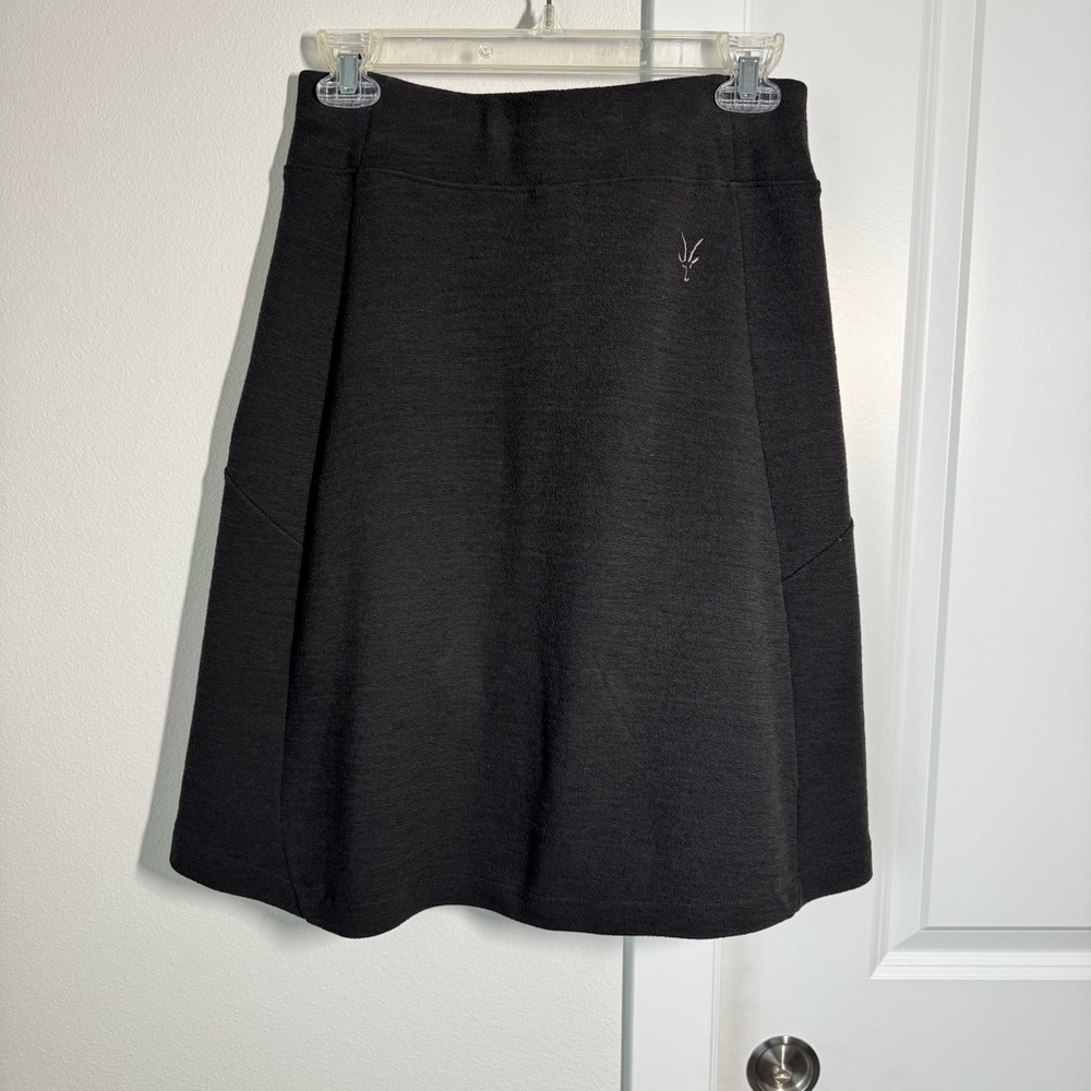Ibex Merino Wool Izzi A-Line Skirt Size XS Dark Brown Gray Stretchy Fall Winter - Picture 8 of 11